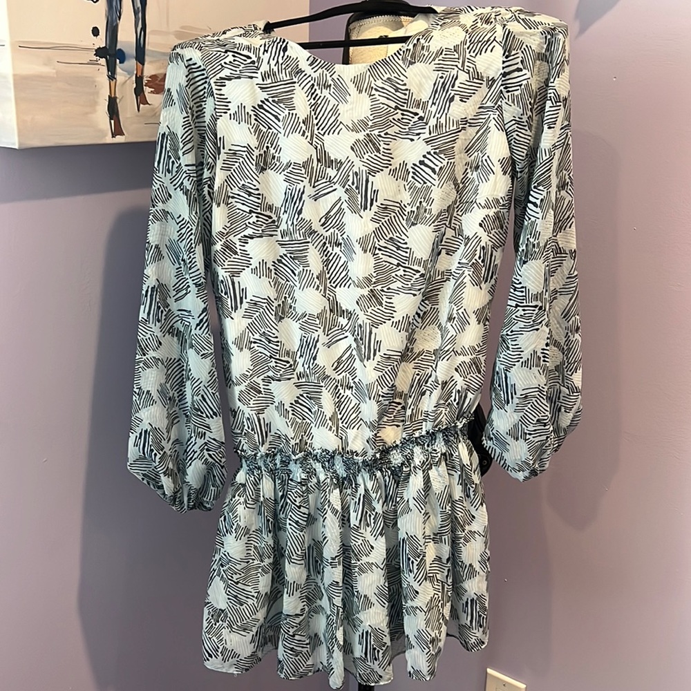 Waverly Grey baby blue dress with patterns